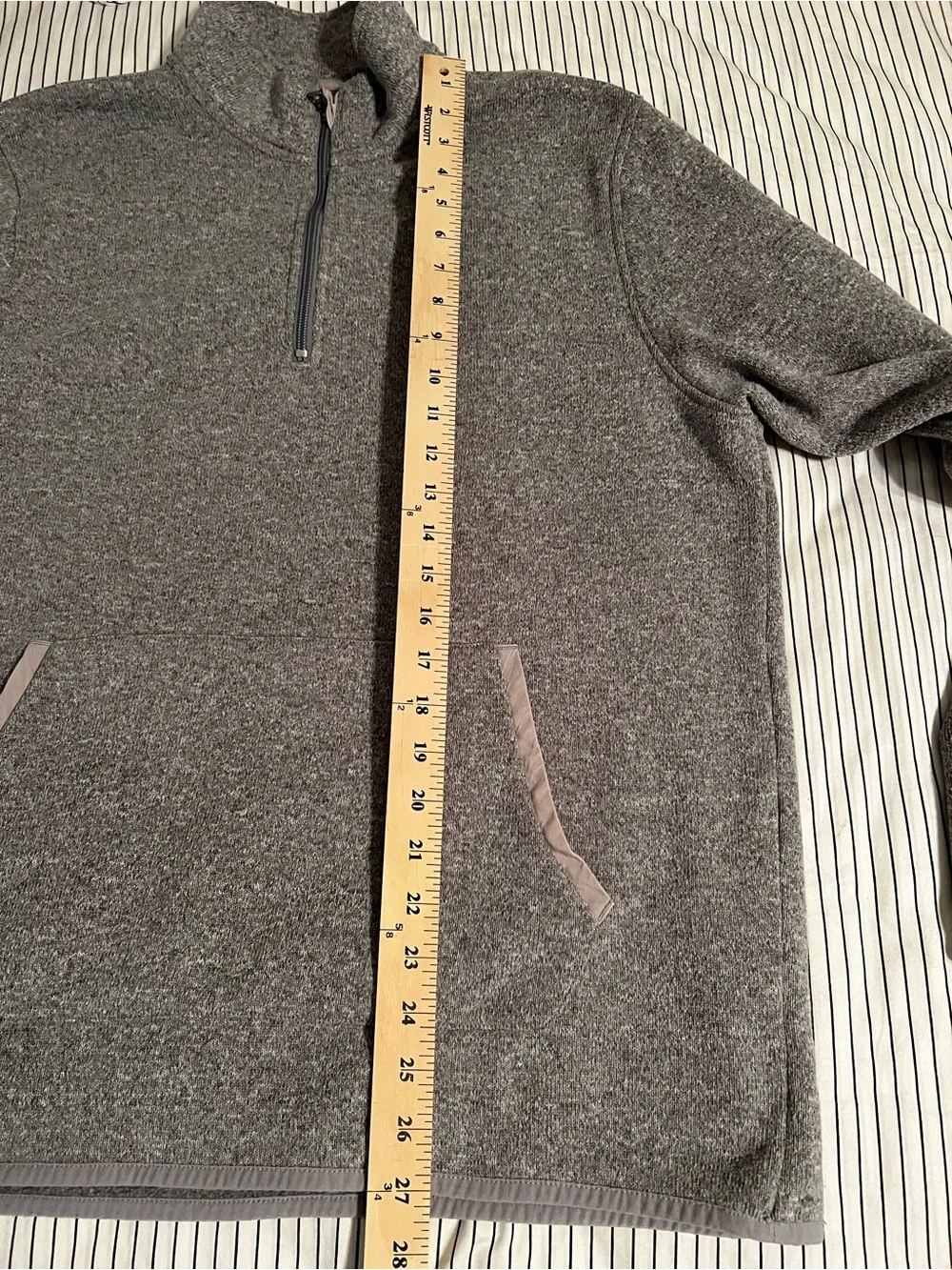 J. Crew Mercantile Heather Gray Quarter-Zip Pullover Fleece Lined Sweater Size L